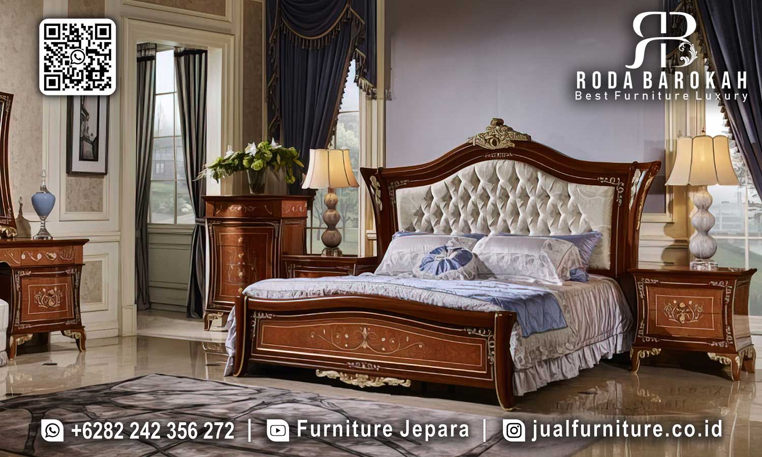 Set Kamar Tidur Jati Natural Bruges Pengerjaan Detail STT-559