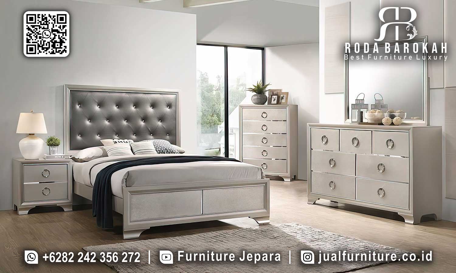 Set Kamar Tidur Jepara Mewah Modern Bruges Ukiran Presisi STT-563