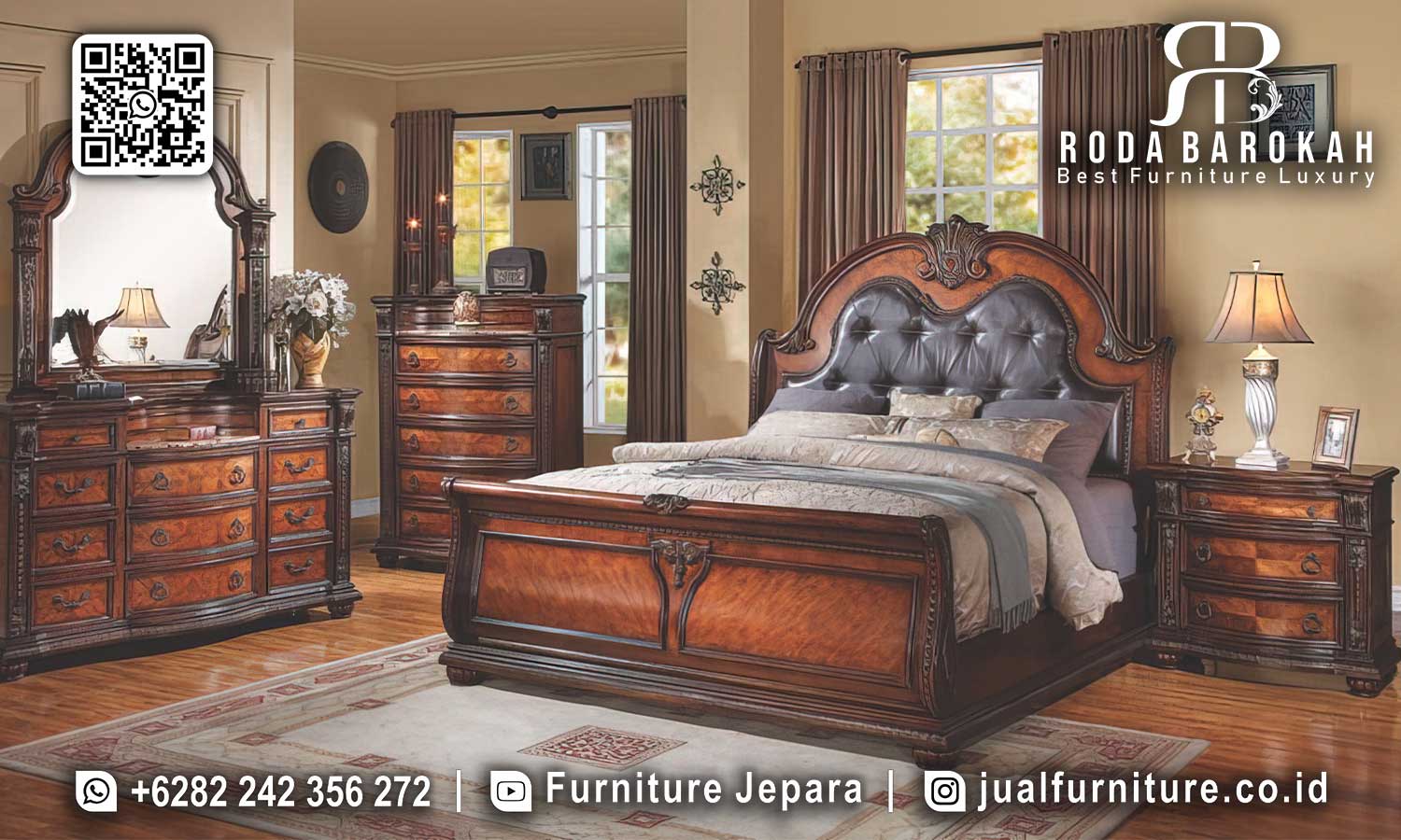 Set Meja Makan Jati Mewah Castello Anti Rayap STT-547