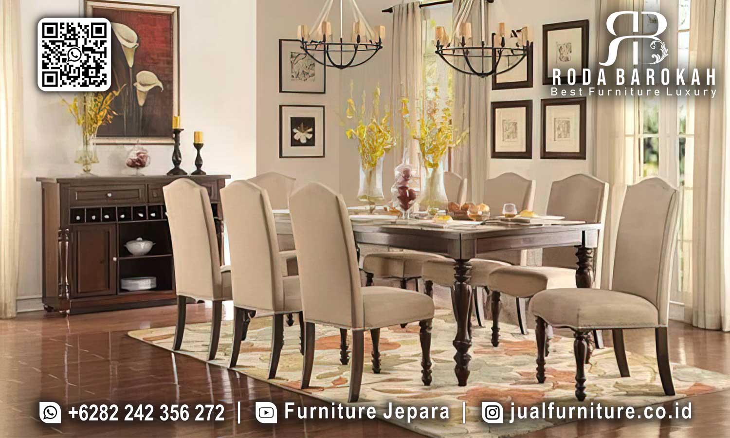 Set Meja Makan Modern Minimalis Monaco Ornamen Klasik SMM-696