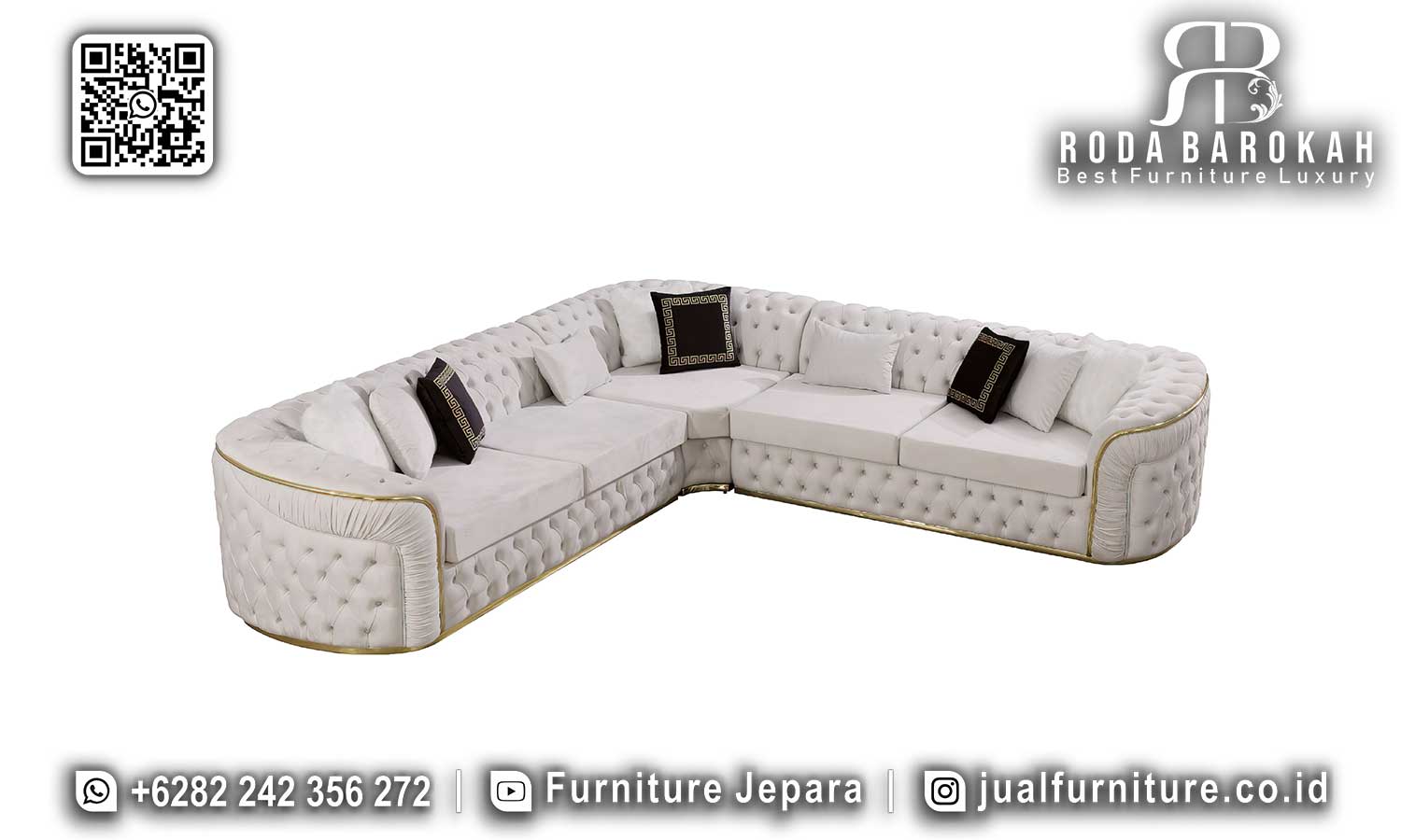 Set Sofa Tamu L Mewah Lusso Kesan Refined STM-957