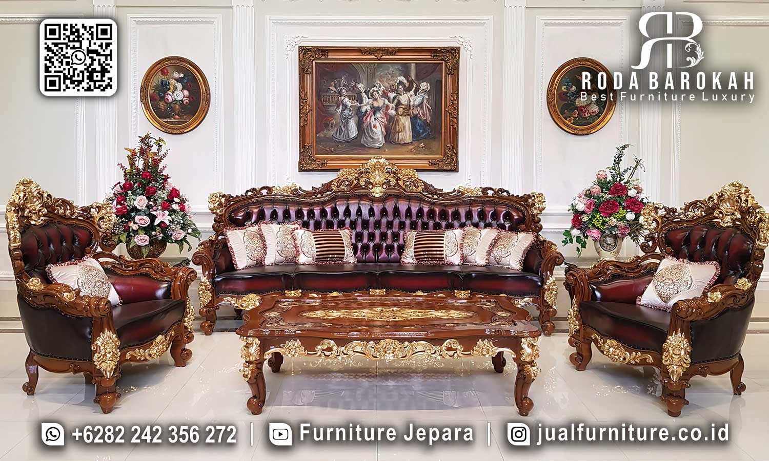 Set Sofa Tamu Mewah Gold Palazzo Tampilan Antik STM-980