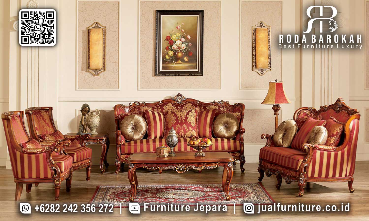 Set Sofa Tamu Mewah Jati Splendore Kesan Antik STM-969