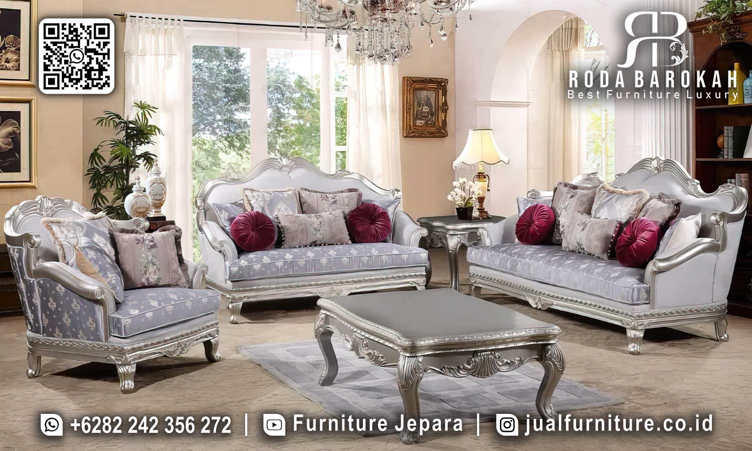 Set Sofa Tamu Terbaru Mewah Sovrano Pahatan Halus STM-979