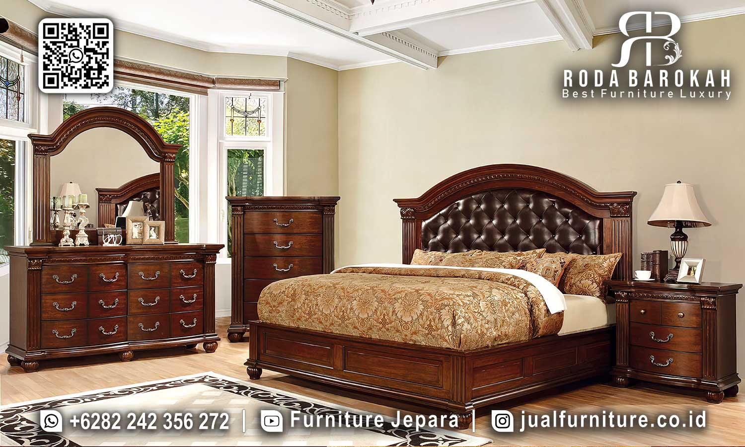 Set Tempat Tidur Jati Mewah Cordoba Anti Lembab STT-530
