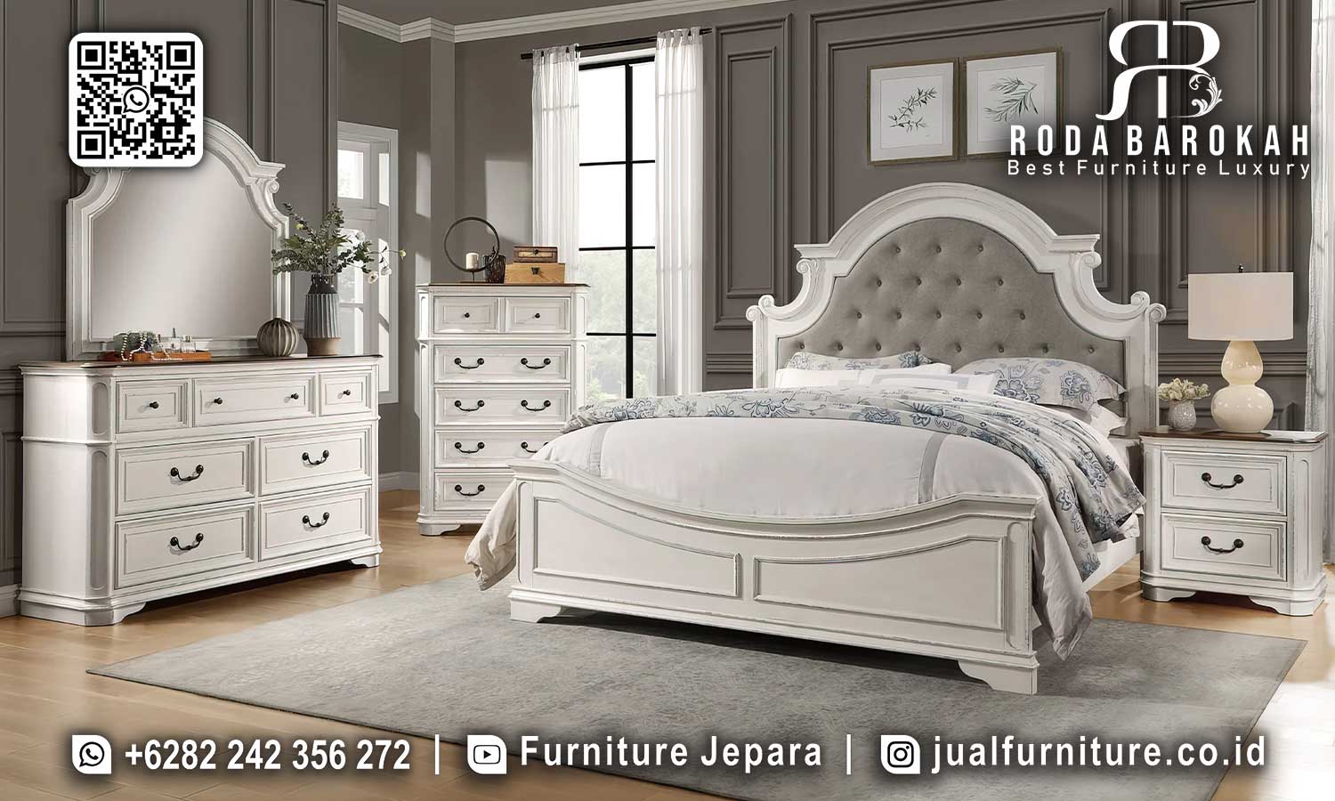 Set Tempat Tidur Mewah Klasik Capri Tampilan Elegan STT-555