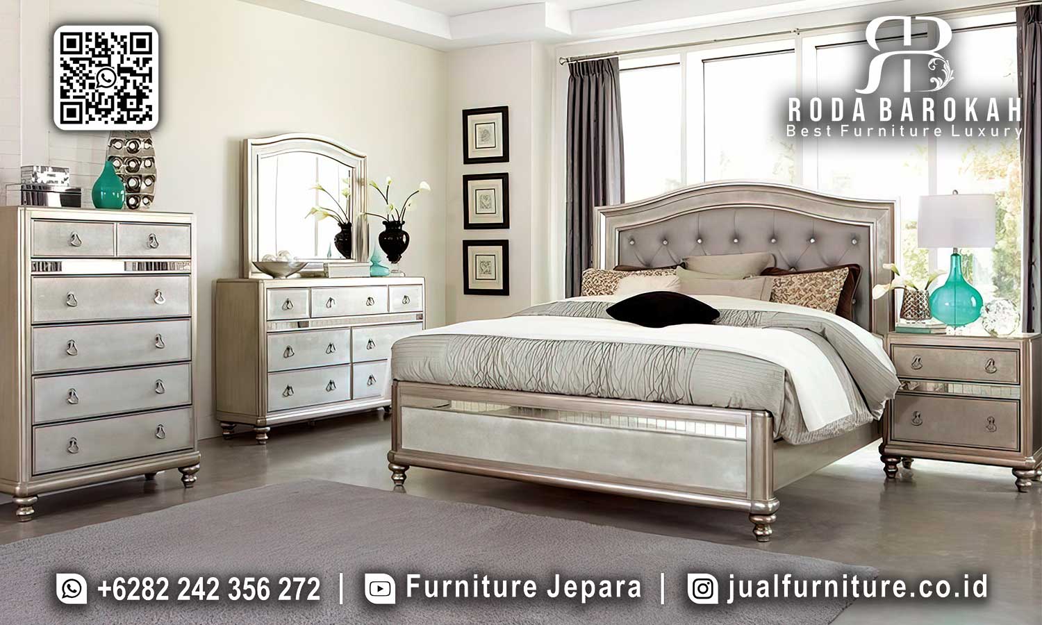 Set Tempat Tidur Mewah Modern Splendore Desain Elegan STT-552