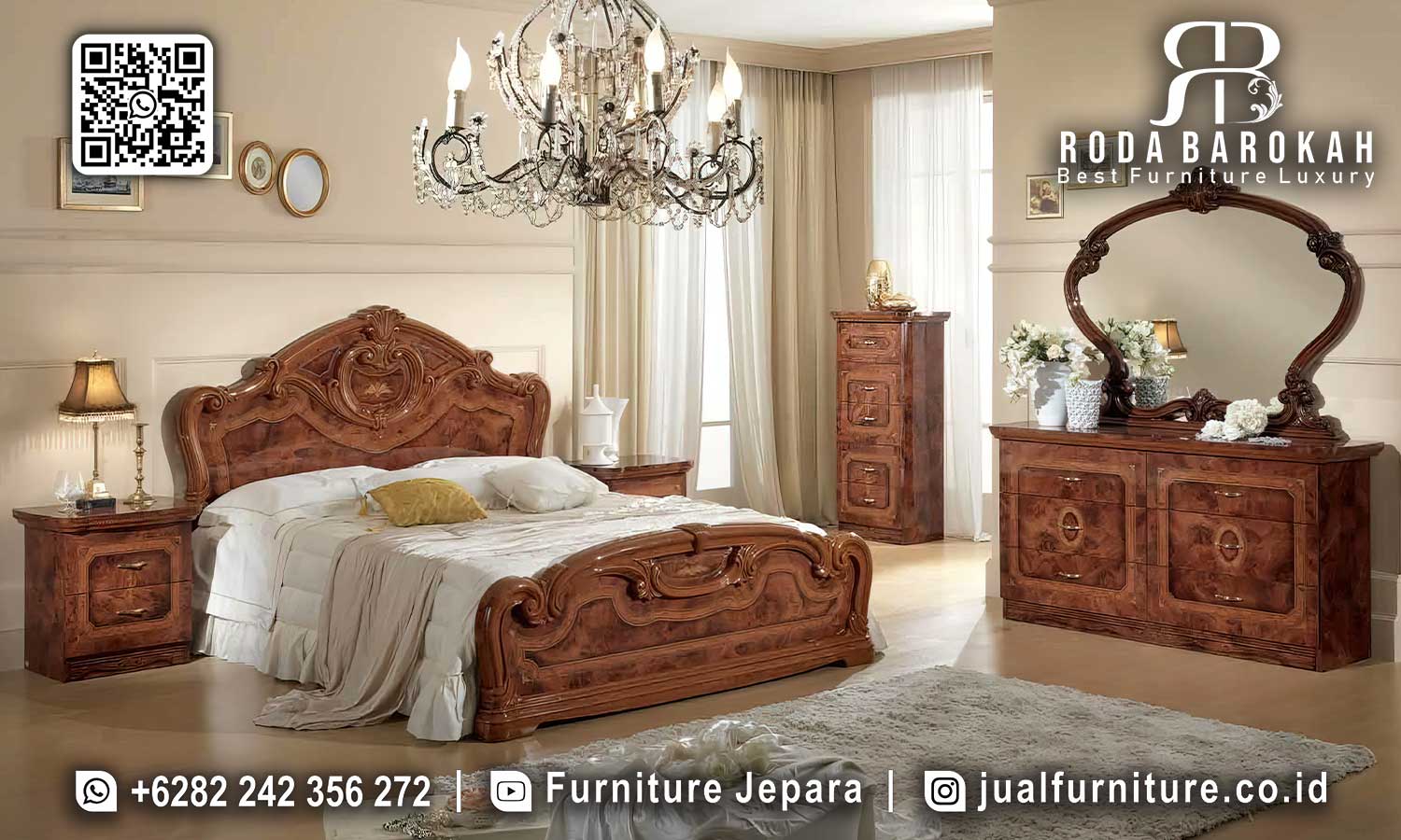 Set Tempat Tidur Natural Mewah Ravenna Kerajinan Jepara STT-583
