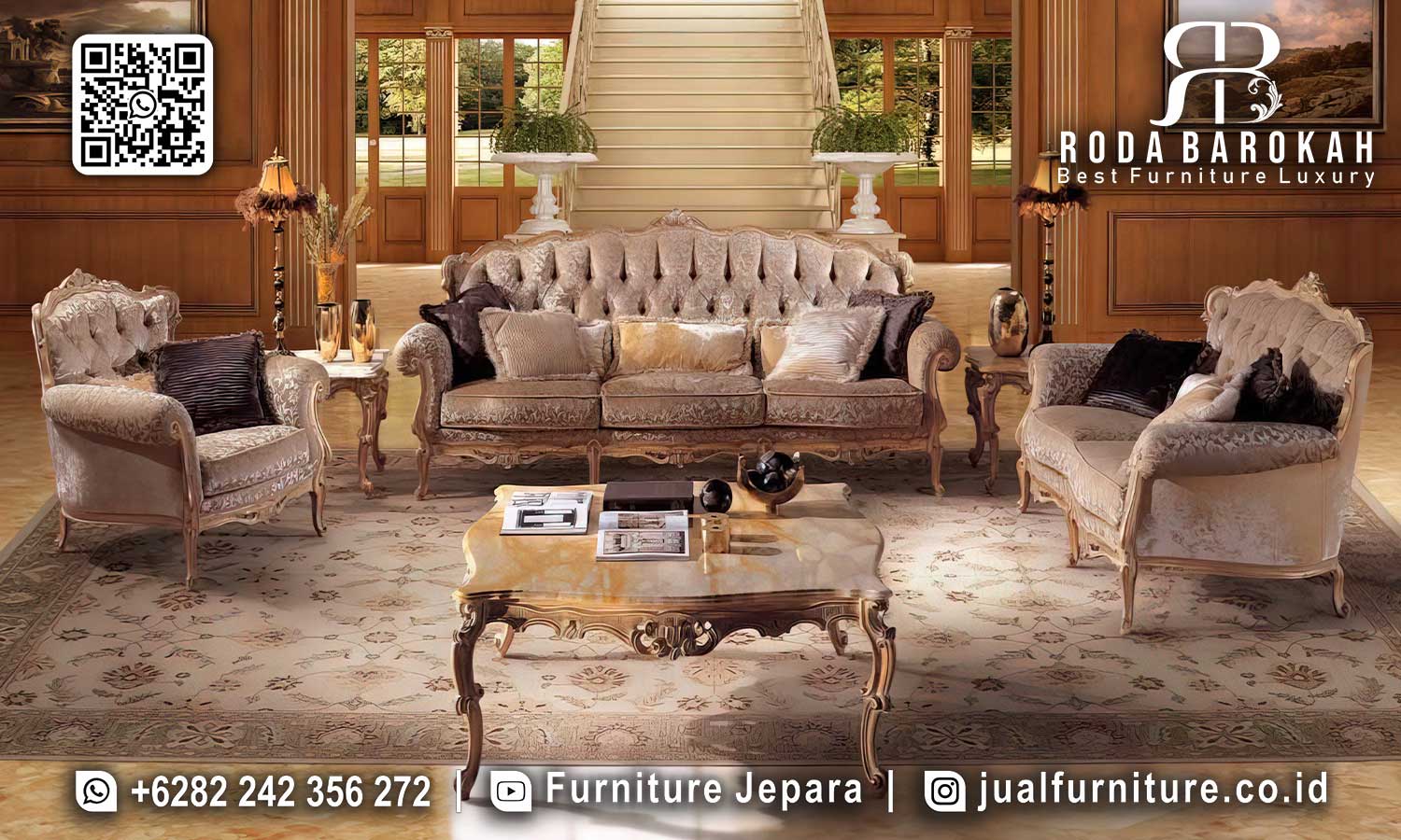 Sofa Ruang Tamu Mewah Villa Buatan Jepara STM-939