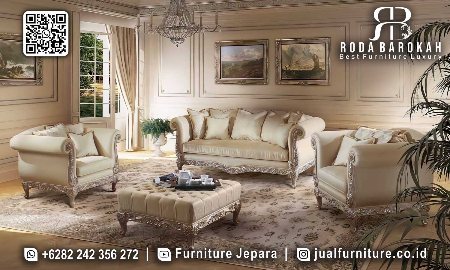 Sofa Tamu Chester Mewah Venesia Desain Timeless STM-943