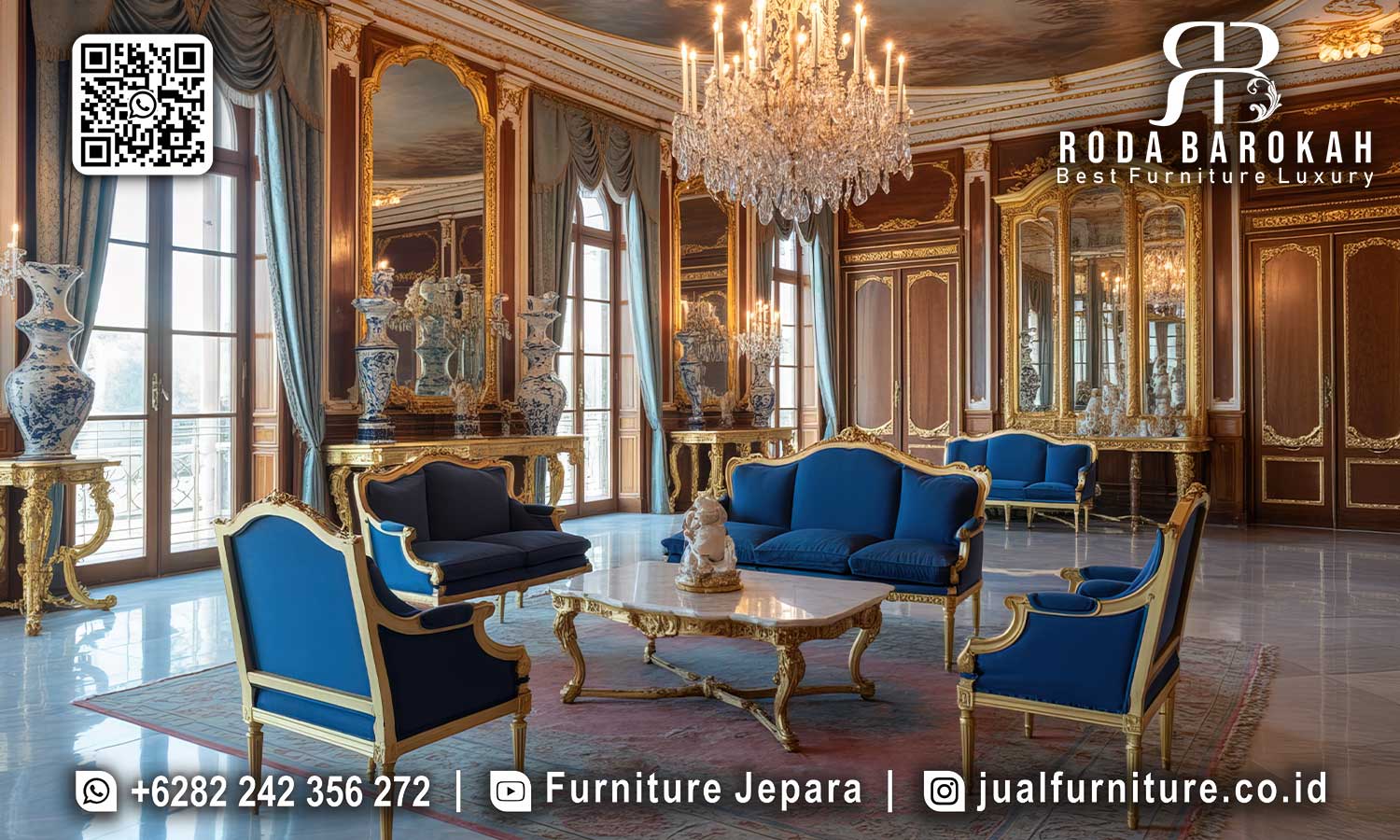 Sofa Tamu Mewah Klasik Versailles Ornamen Elegan STM-946