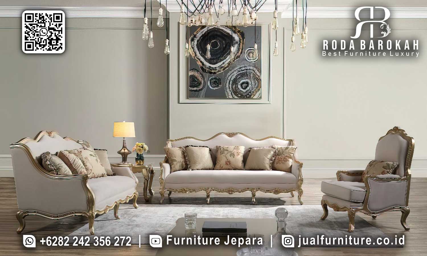 Sofa Tamu Mewah Lusso Ukiran Presisi STM-968