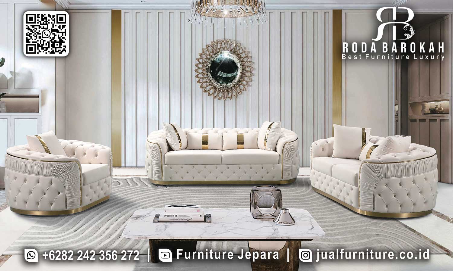 Sofa Tamu Mewah Modern Bruges Sentuhan Klasik STM-951