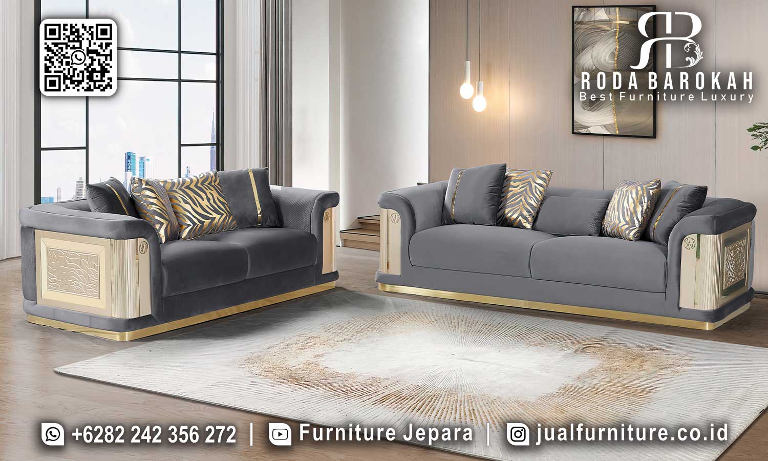 Sofa Tamu Stainless Gold Maestro Antik Elegan STM-952