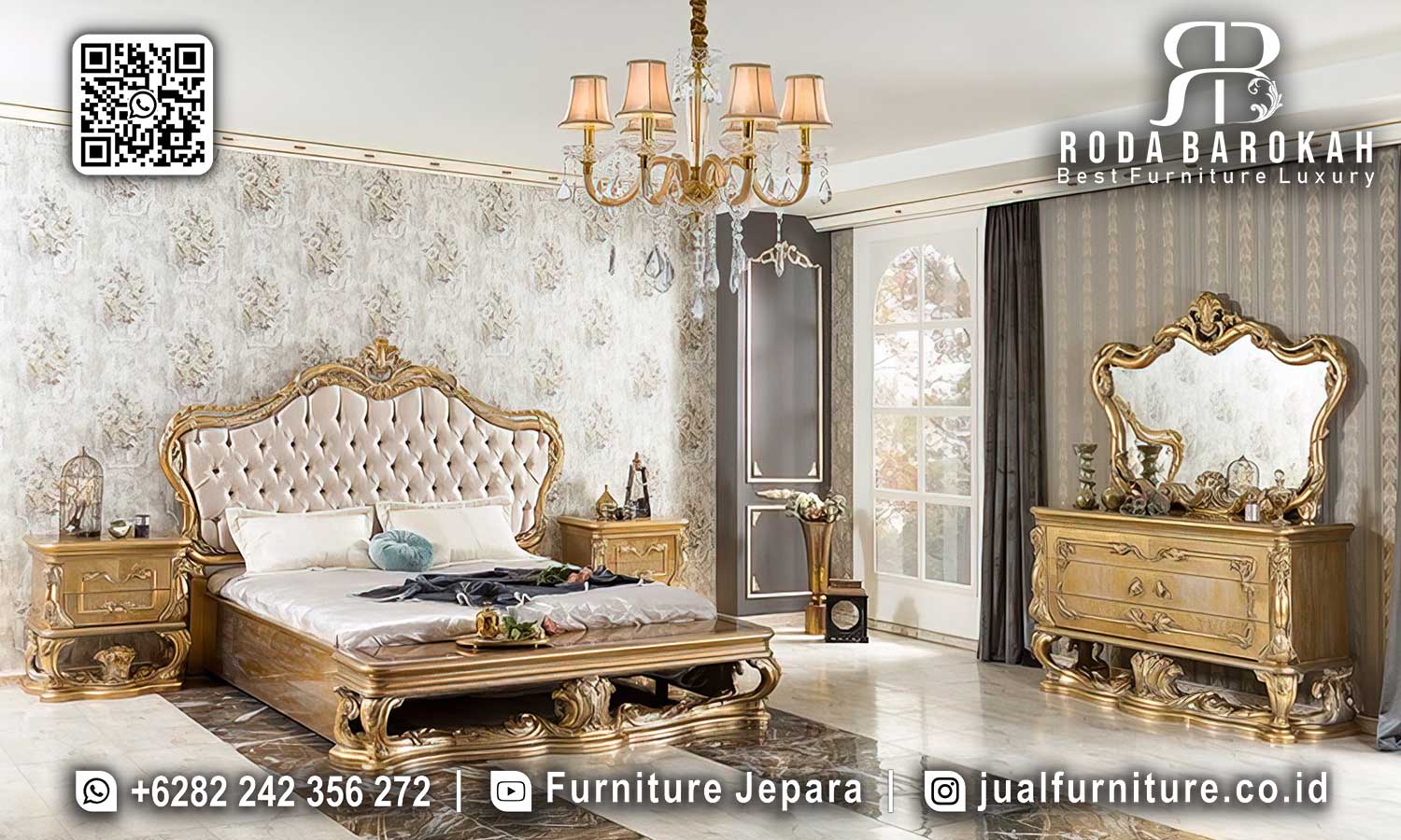 Tempat Tidur Mewah Gold Eleganza Desain Berkarakter STM-992