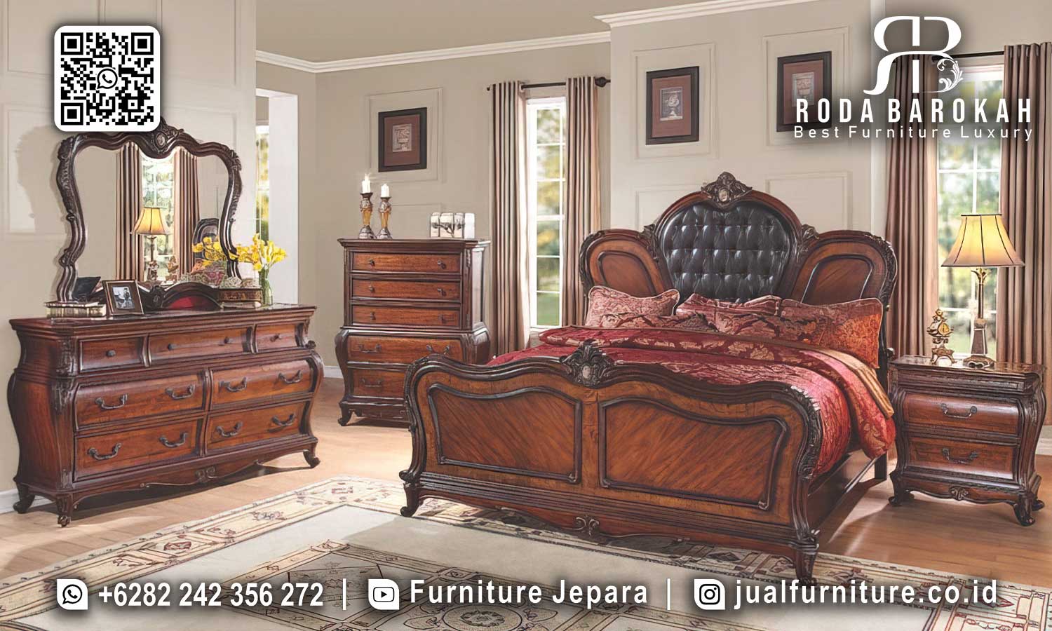 Tempat Tidur Mewah Jati Imperiale Antik Elegan STT-540