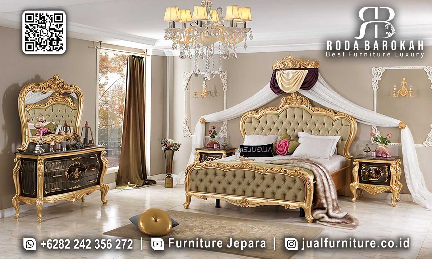 Tempat Tidur Mewah Klasik Castello Mudah Dirawat STT-576