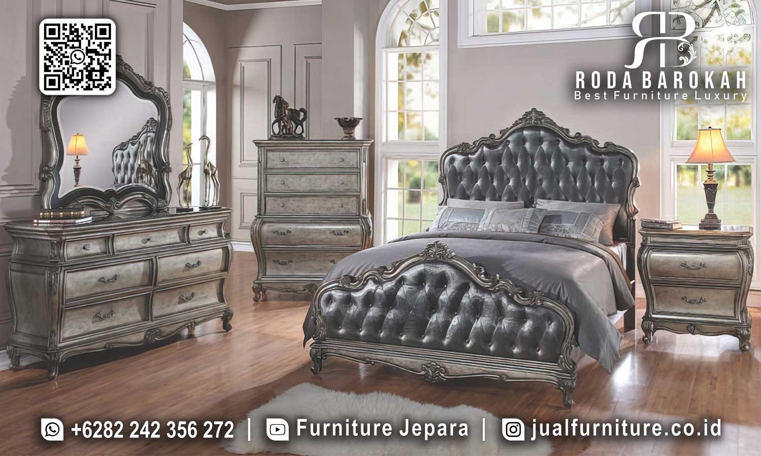 Tempat Tidur Mewah Klasik Portofino Motif Klasik STT-542