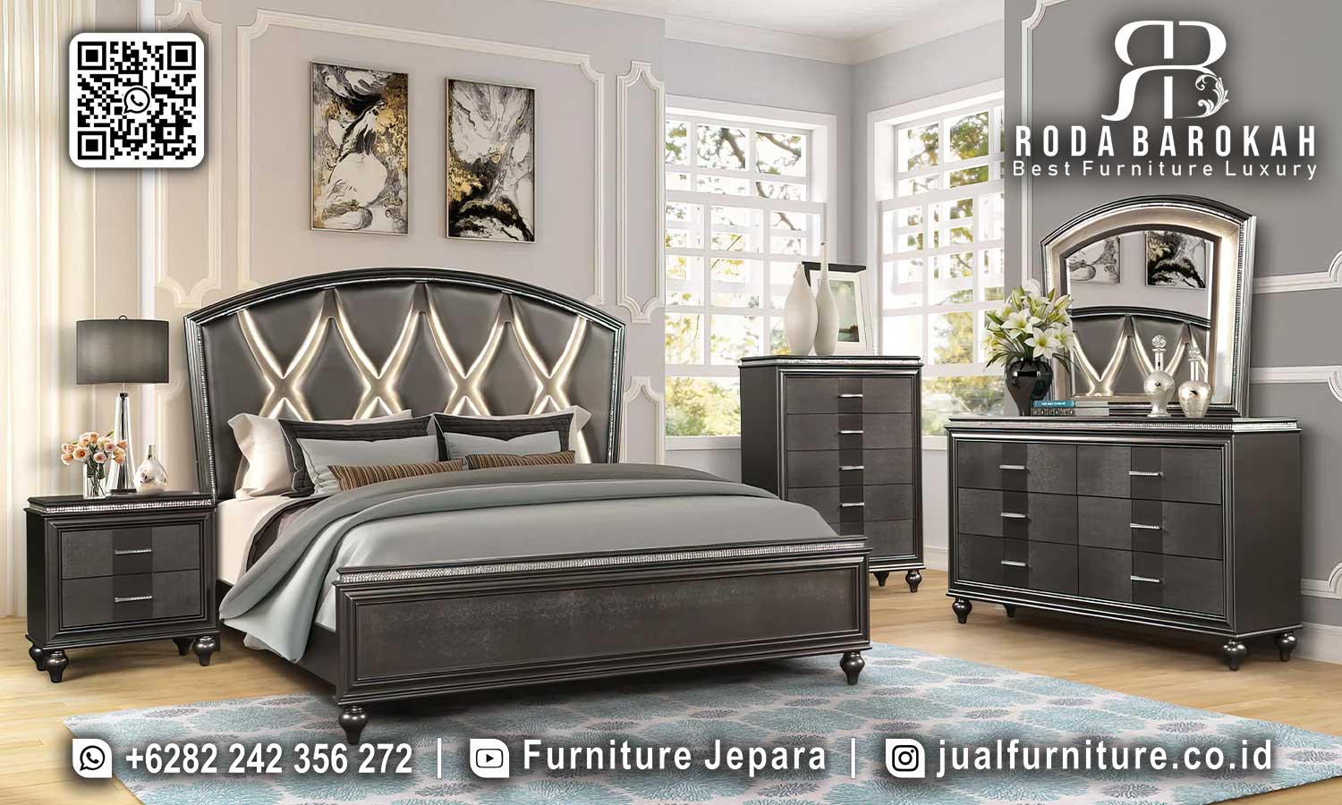 Tempat Tidur Mewah Modern Santorini Desain Elegan STT-553