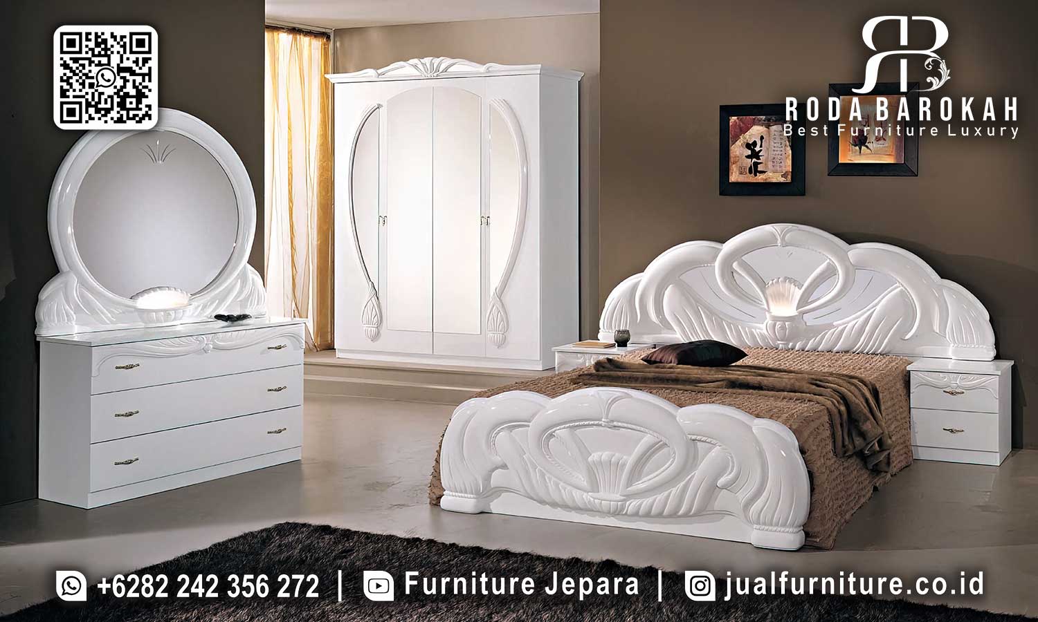 Tempat Tidur Mewah Putih Vicenza Anti Lembab STT-572
