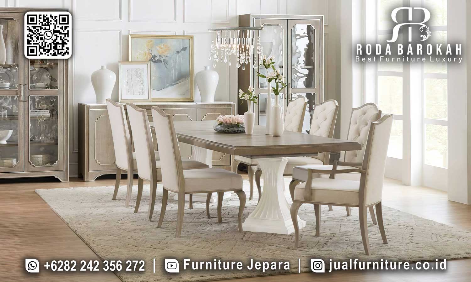 Desain Meja Makan Mewah Victoria Material Pilihan SMM-680