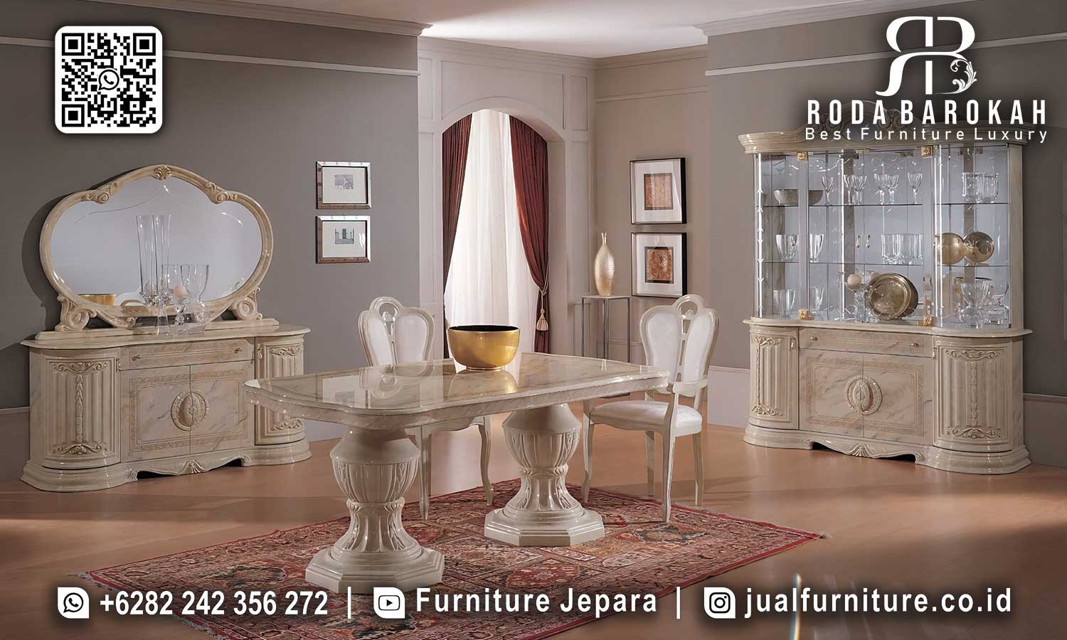 Furniture Meja Makan Klasik Bruges Desain Berkarakter SMM-710