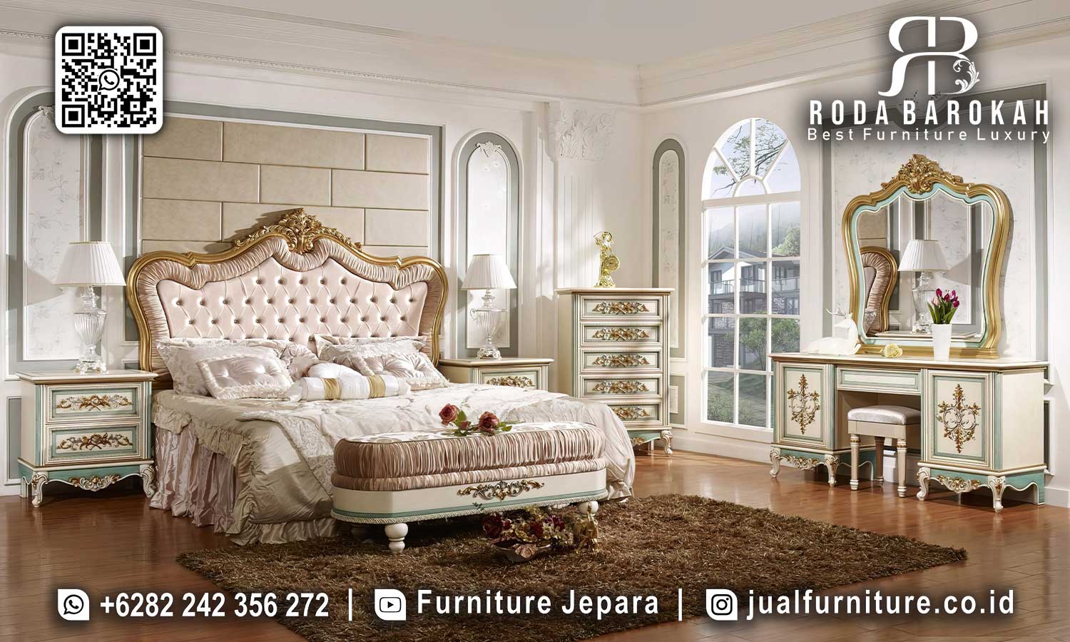 Jepara Furniture Tempat Tidur Mewah Eleganza Pahatan Detail STT-558