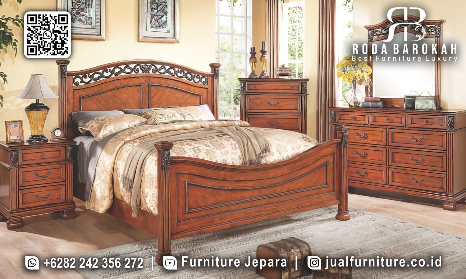 Jual Dipan Jati Jepara Amalfi Detail Ornamen STT-549