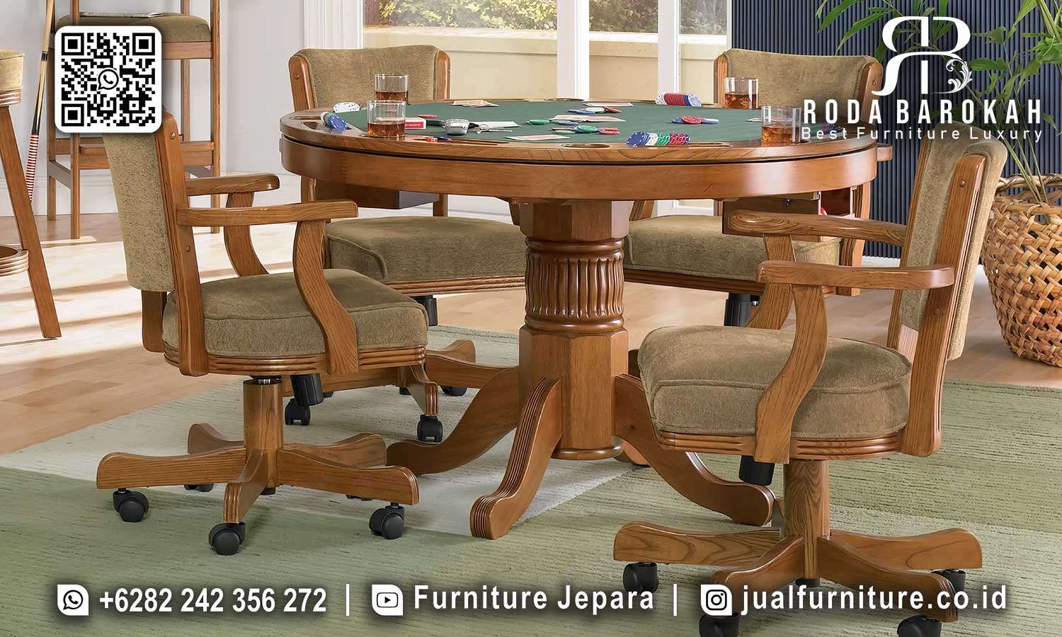 Jual Meja Makan Jati Bundar Santorini Produk Berkualitas SMM-692