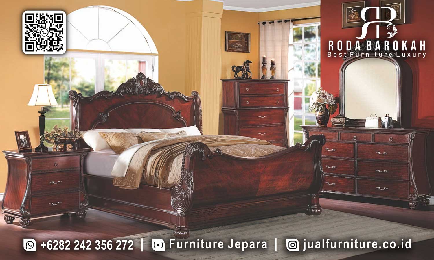 Jual Tempat Tidur Jati Natural Bellezza Desain Refined STT-546