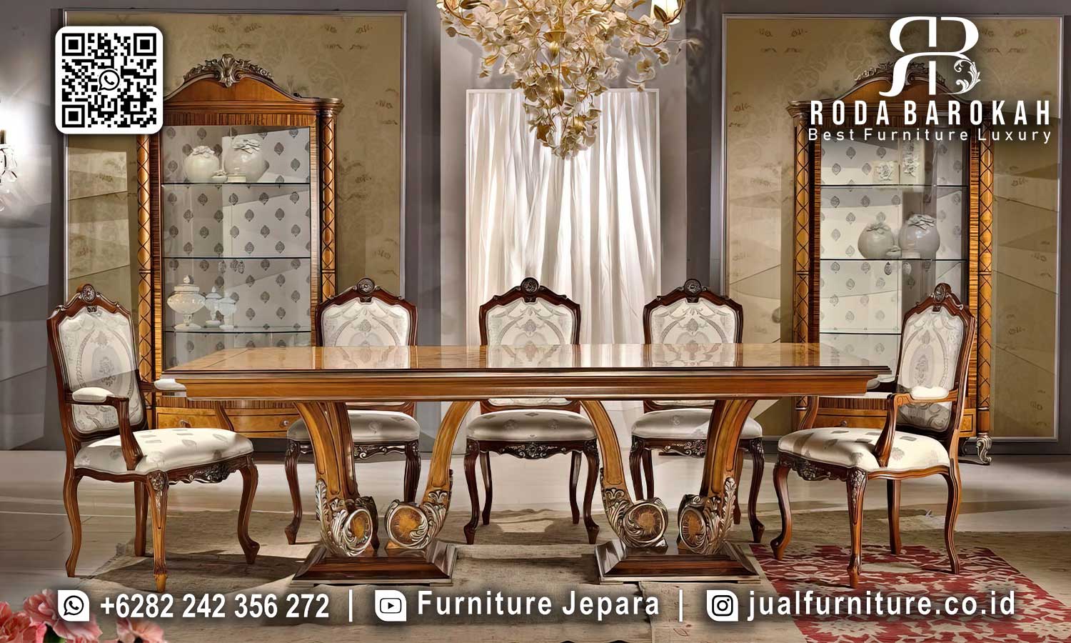 Meja Makan Jati Mewah Prestige Mebel Jepara SMM-676