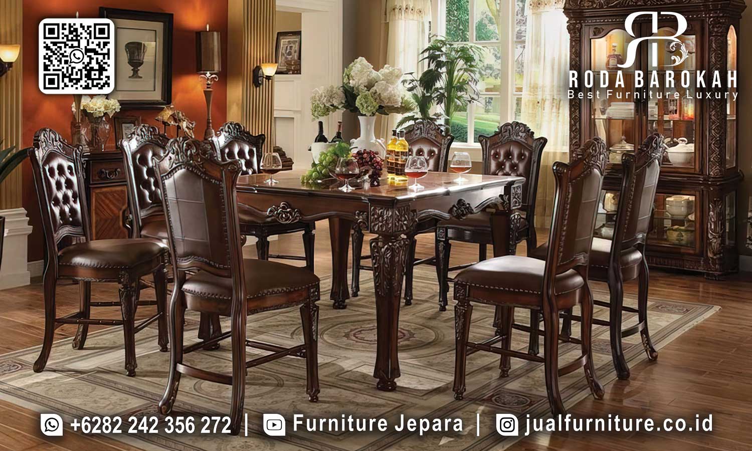 Meja Makan Jati Natural Mewah Siena Anti Rayap SMM-671