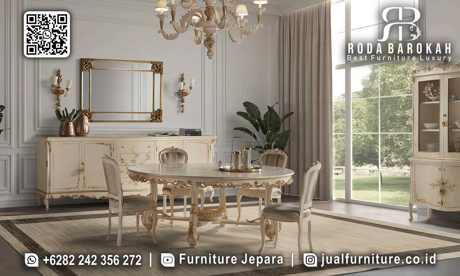 Meja Makan Klasik Mewah Bruges Desain Timeless SMM-714