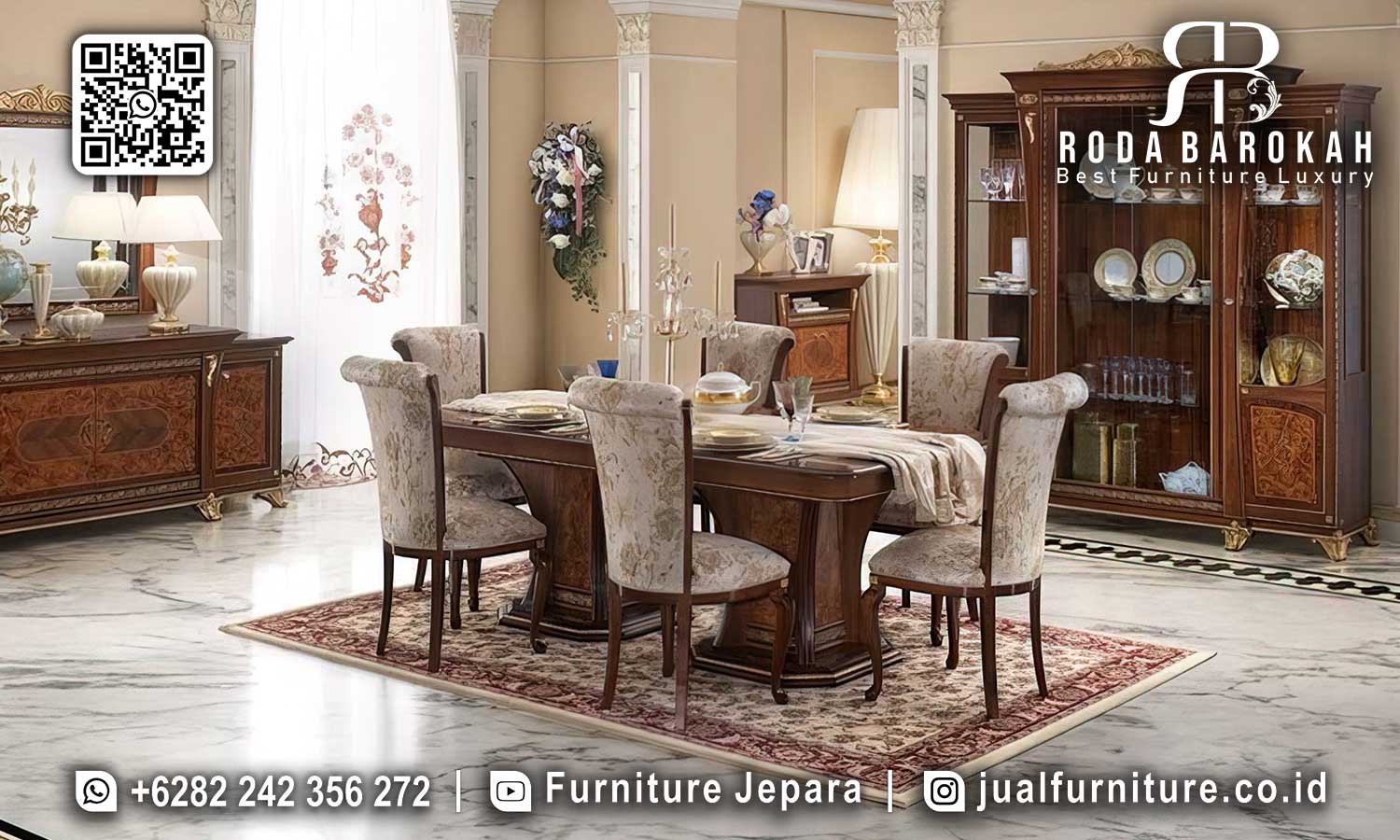 Meja Makan Natural Jati Portofino Konstruksi Solid SMM-722