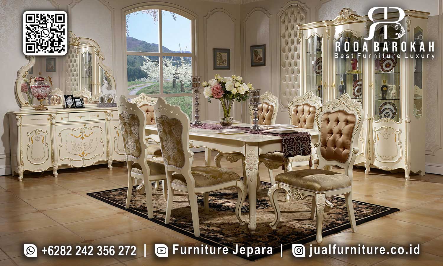 Model Meja Makan Mewah Florence Antik Elegan SMM-701
