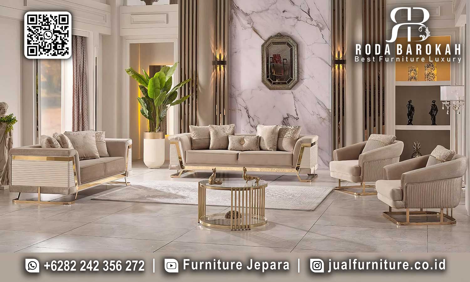 Model Sofa Tamu Mewah Modern Granada Relief Klasik STM-941
