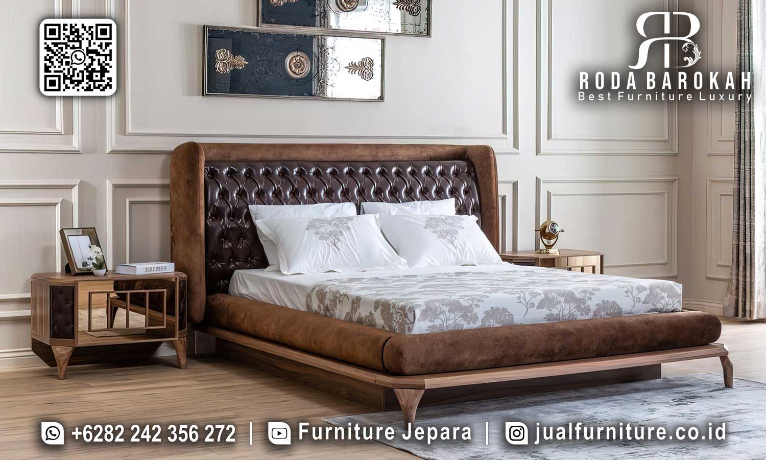 Model Tempat Tidur Mewah Modern Verona Motif Klasik STT-551