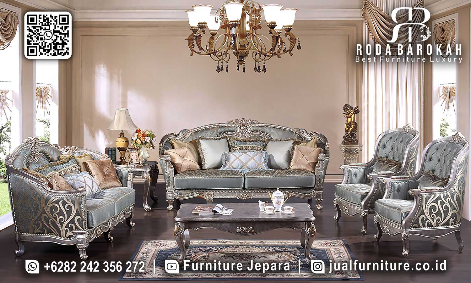 Rekomendasi Sofa Tamu Mewah Jepara Positano Bernuansa Klasik STM-965