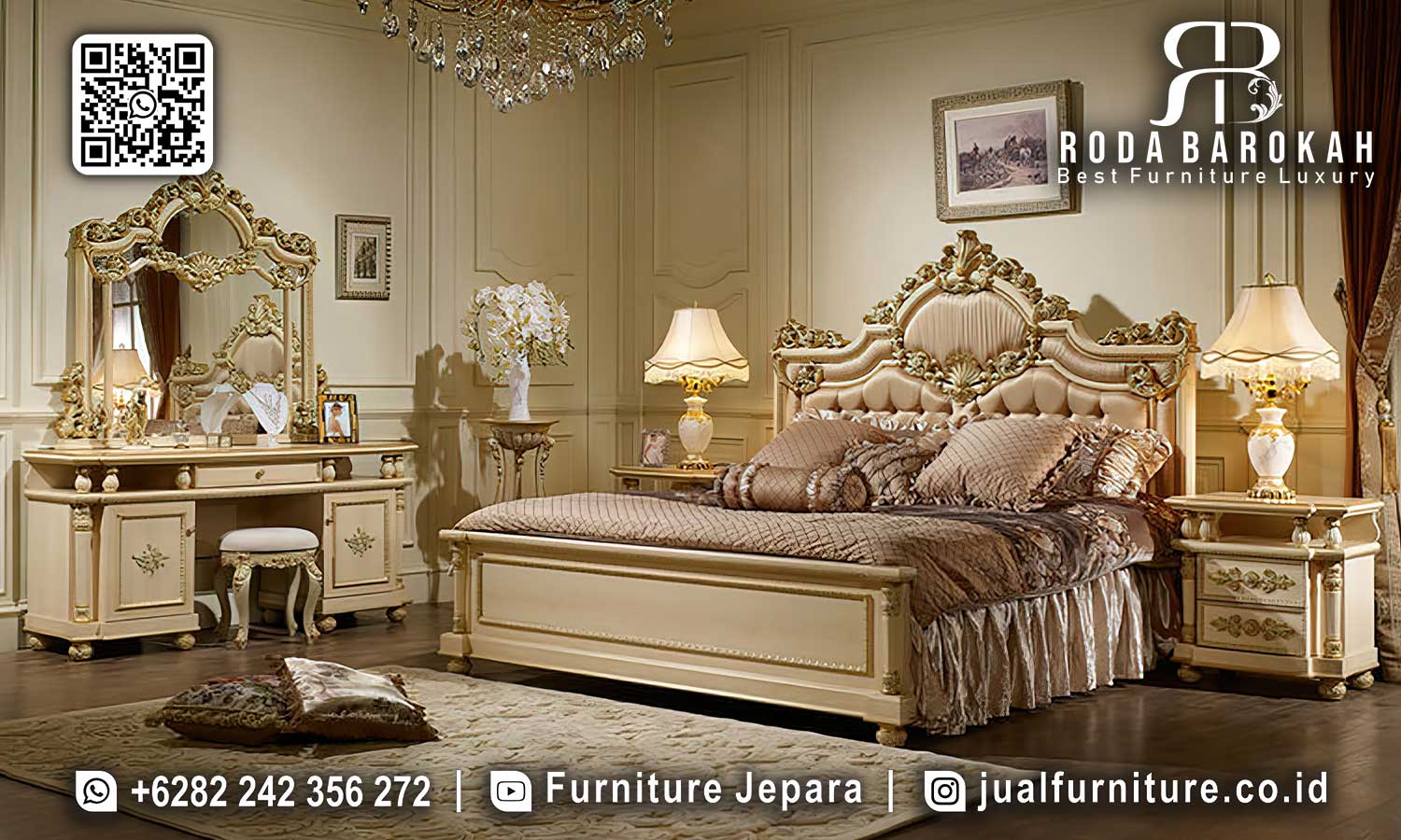 Set Kamar Tidur Jati Jepara Bergamo Desain Prestisius STT-556