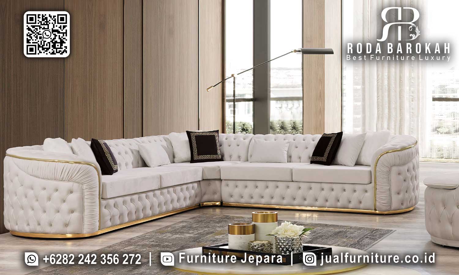 Set Sofa Tamu L Mewah Lusso Kesan Refined STM-957