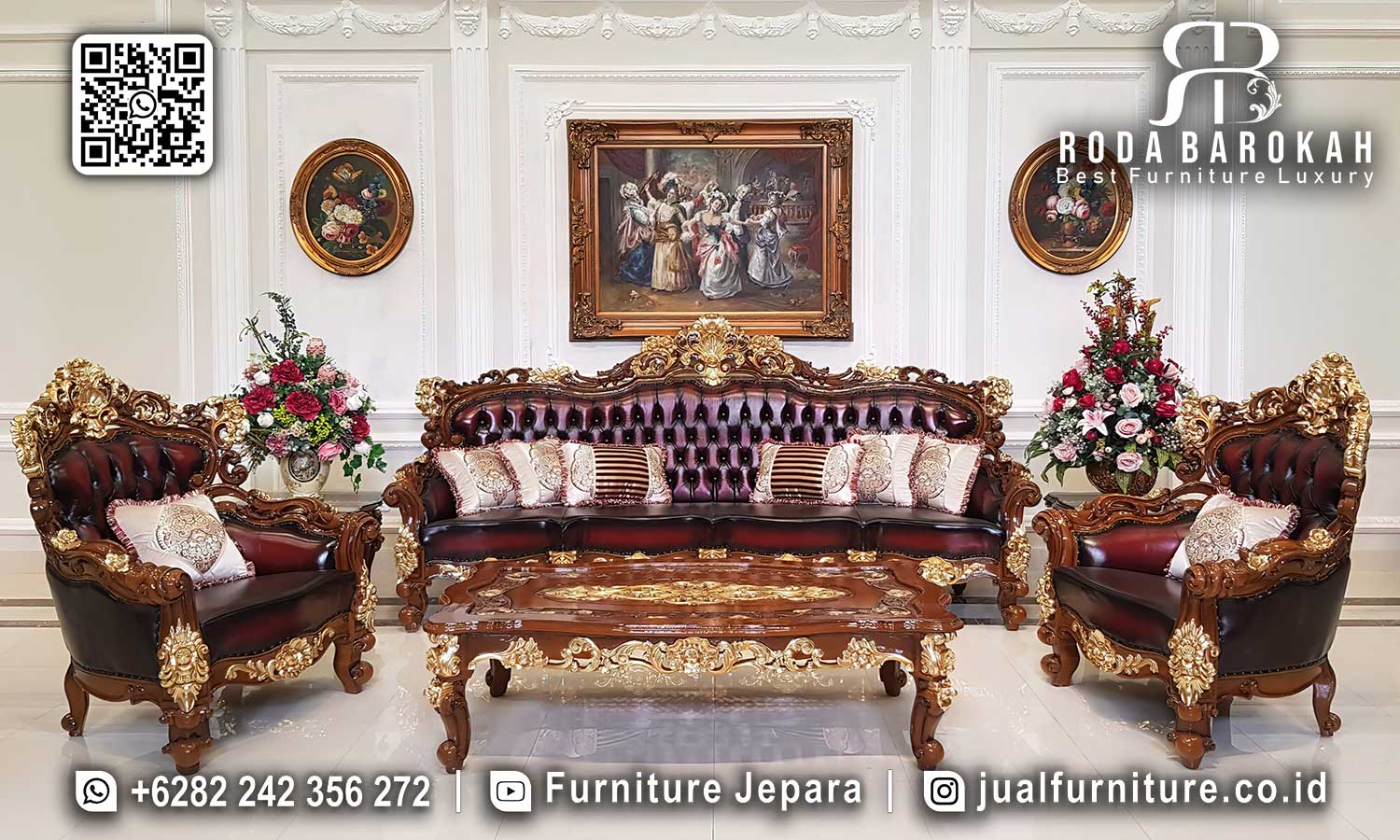 Set Sofa Tamu Mewah Gold Palazzo Tampilan Antik STM-980