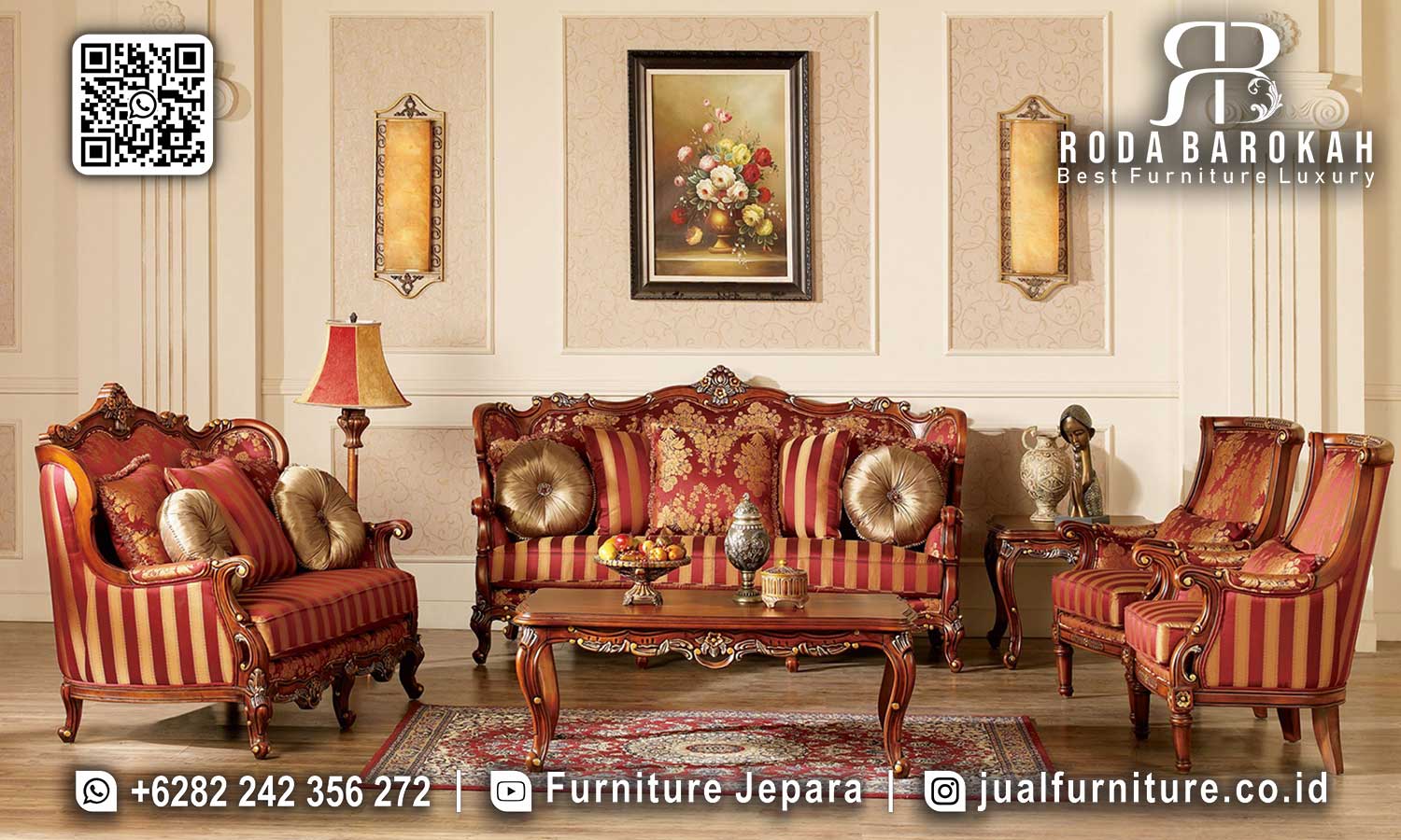Set Sofa Tamu Mewah Jati Splendore Kesan Antik STM-969