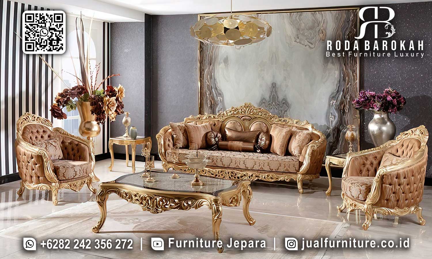 Set Sofa Tamu Mewah Terbaru Cordoba Pengerjaan Detail STM-989
