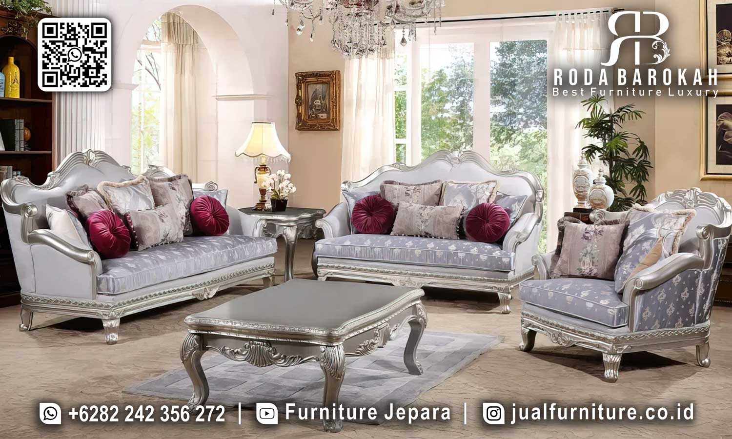 Set Sofa Tamu Terbaru Mewah Sovrano Pahatan Halus STM-979