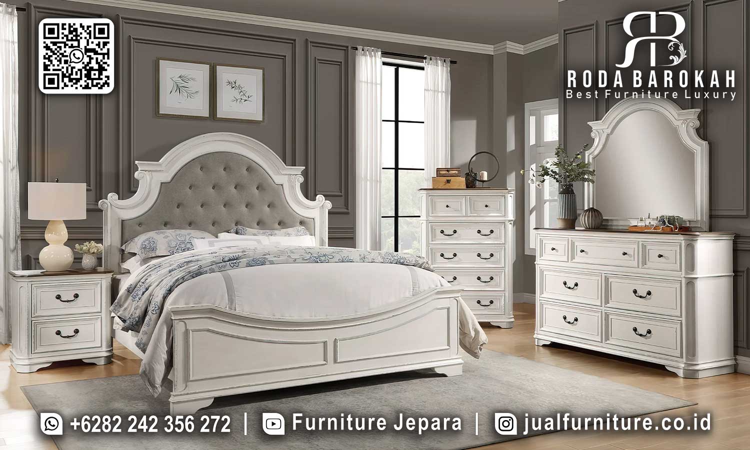 Set Tempat Tidur Mewah Klasik Capri Tampilan Elegan STT-555