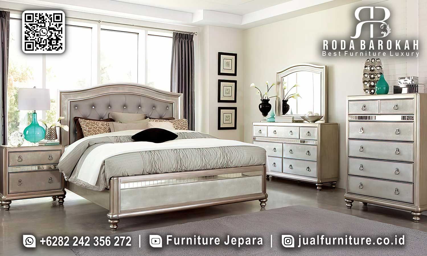 Set Tempat Tidur Mewah Modern Splendore Desain Elegan STT-552