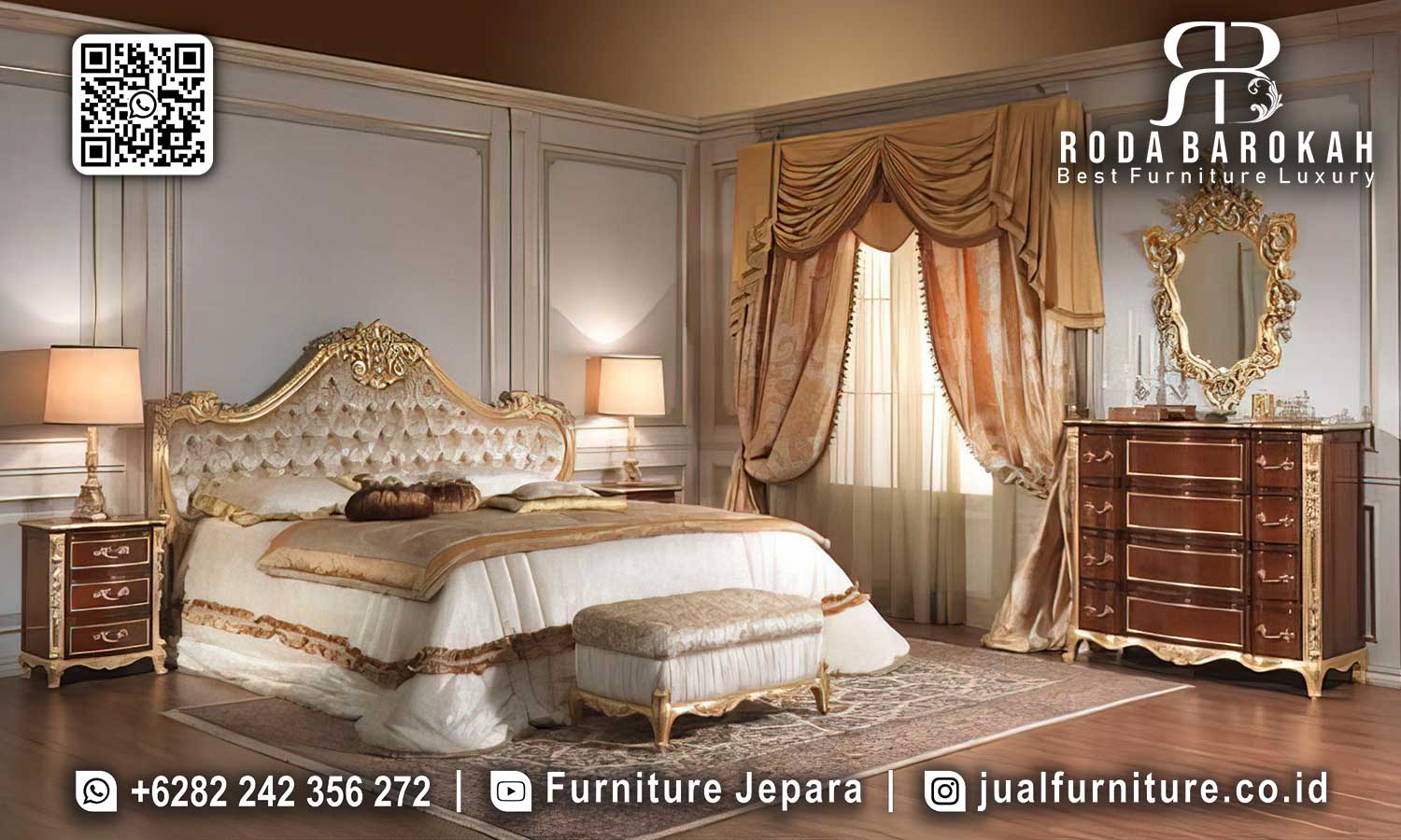 Set Tempat Tidur Mewah Siena Sentuhan Antik STT-533