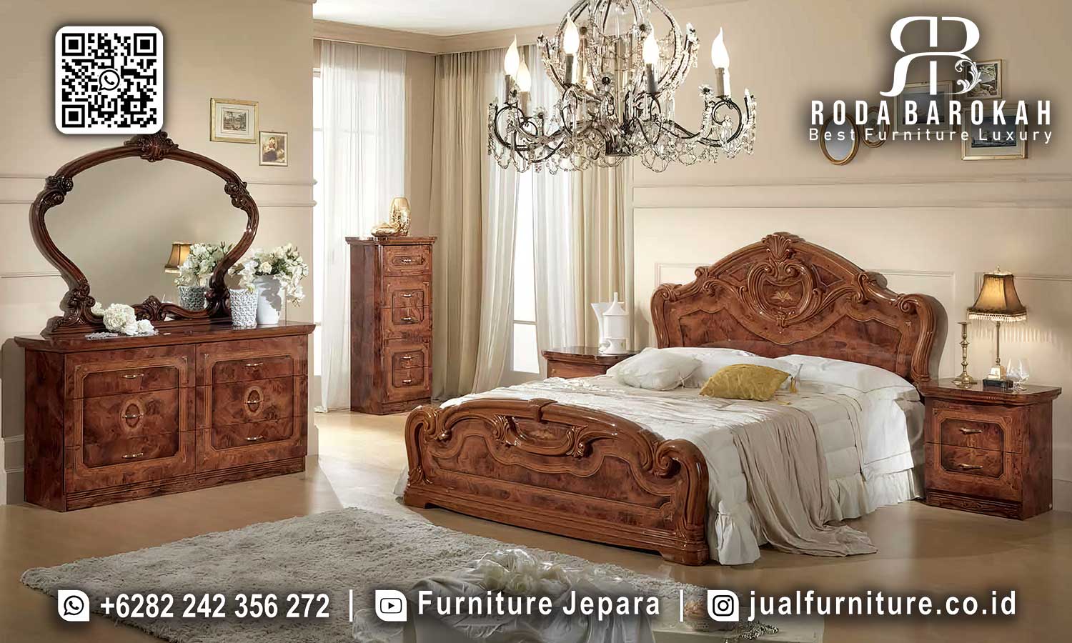 Set Tempat Tidur Natural Mewah Ravenna Kerajinan Jepara STT-583