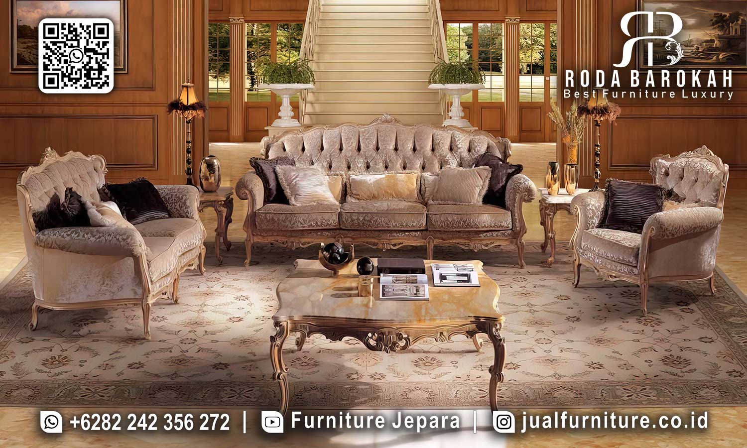 Sofa Ruang Tamu Mewah Villa Buatan Jepara STM-939