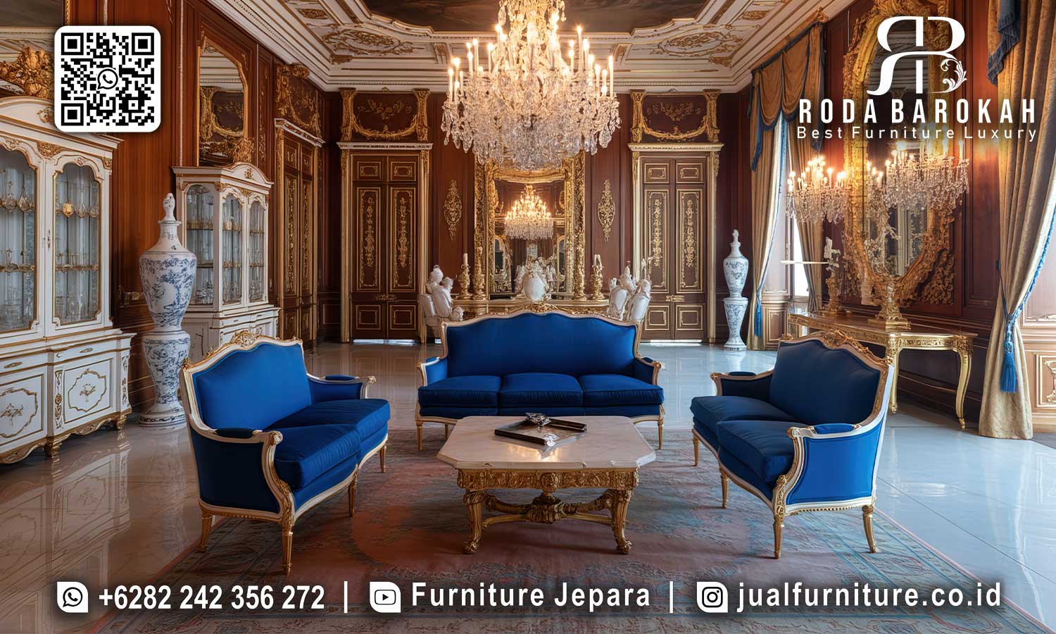 Sofa Tamu Mewah Klasik Versailles Ornamen Elegan STM-946